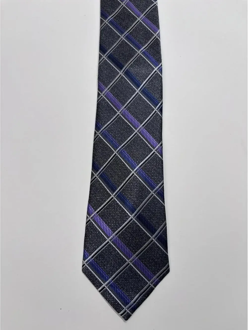Pronto Uomo Men's 100% Silk Tie‎ Grey And Purple